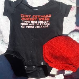 Baby onesie with a winter hat